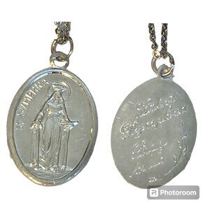 Vintage St Dymphna Necklace Irish Catholic Patron Saint Mental Health Medal 24"